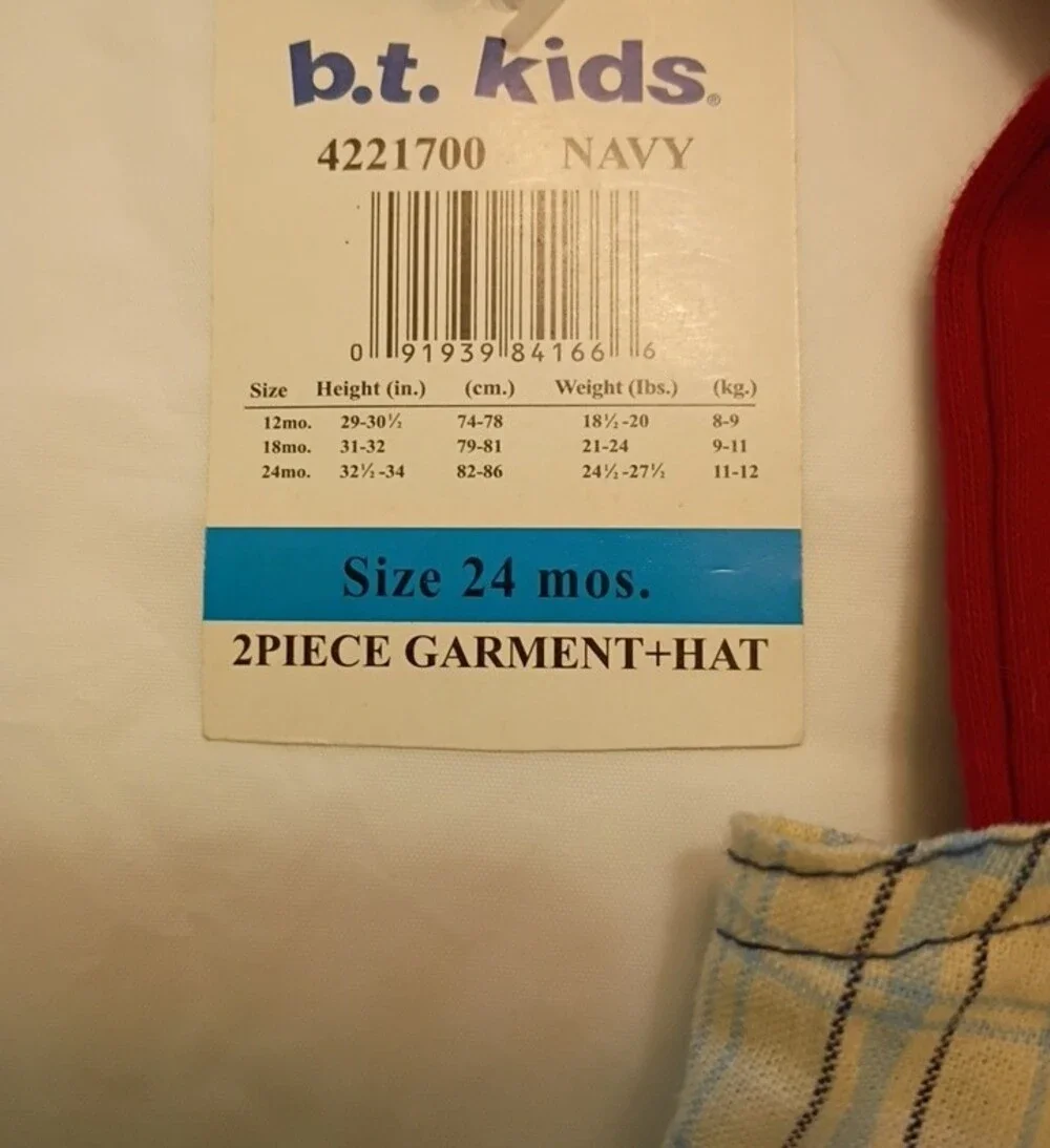 bt Kids & Patchwork Plaid Boys Overalls Set 24 M NWT
